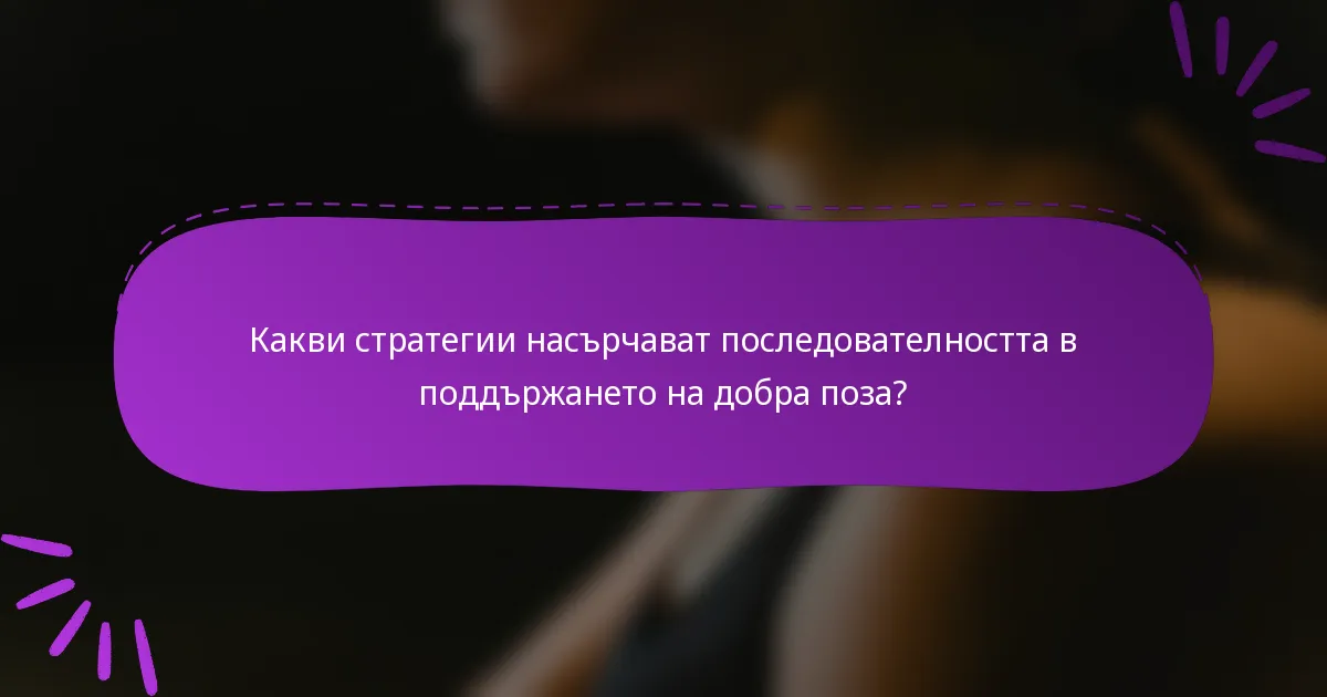 Какви стратегии насърчават последователността в поддържането на добра поза?